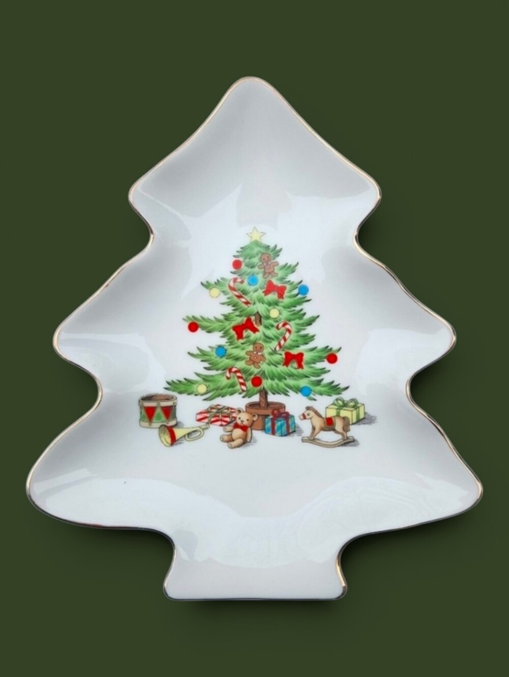 Vintage Holiday Hostess Fine China Christmas Tree Shaped Candy Dish